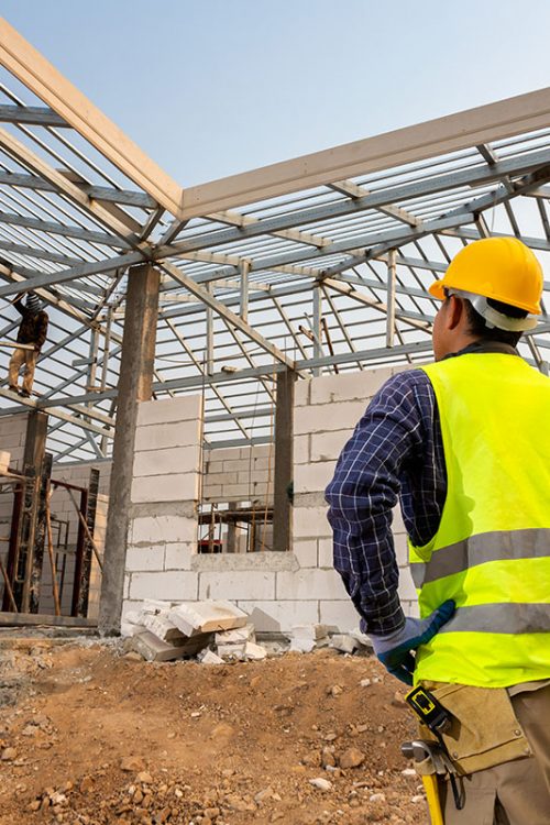 construction engineer worker,Civil engineer checking work at the construction site, House construction concept.